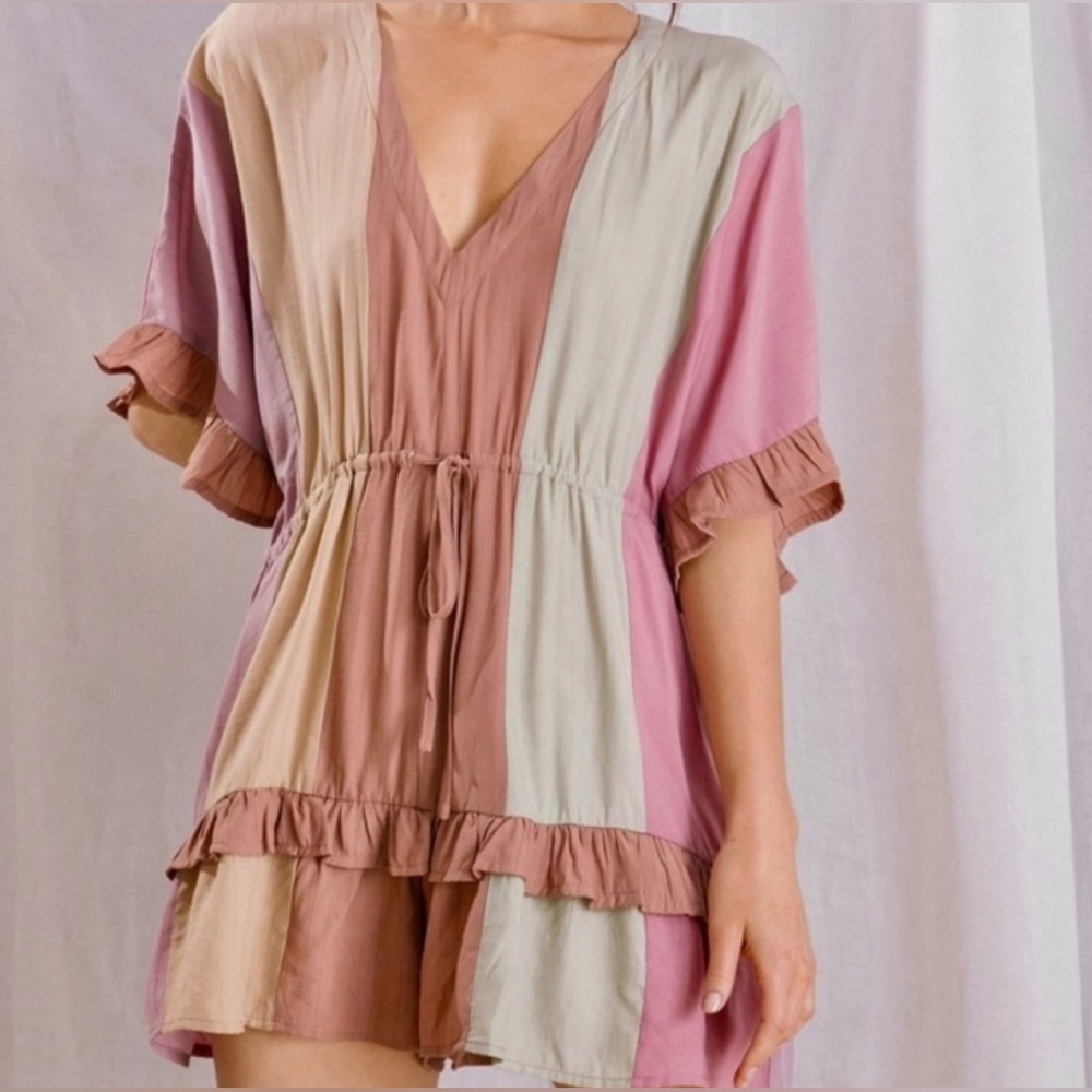 Storia Striped Ruffle Romper